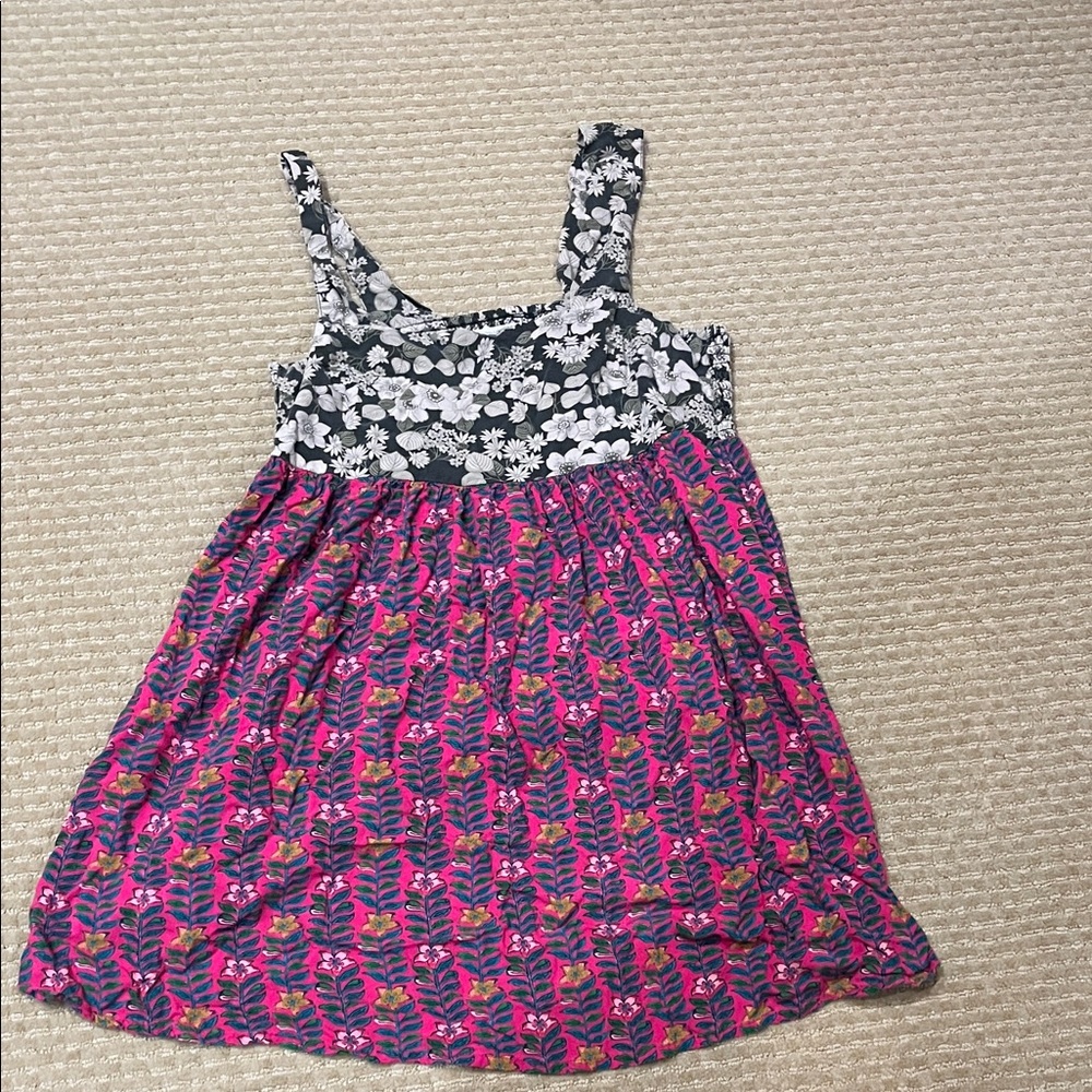 NATURAL LIFE Multicolor Floral Tunic Tank Top Mini Dress Bump Friendly